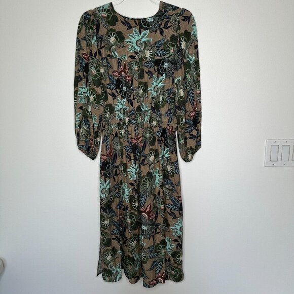 Evereve Maxi Wrap Kimono Size S Mindy Green Floral - Picture 3 of 14